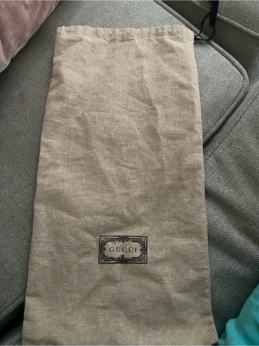 Gucci Natural Beige Linen Drawstring Dust Pouch
